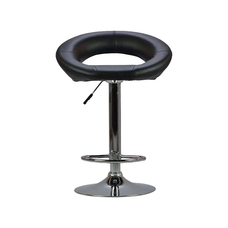 F-BS105-BL James barstool in black leatherette with stainless steel adjustable base & footrest