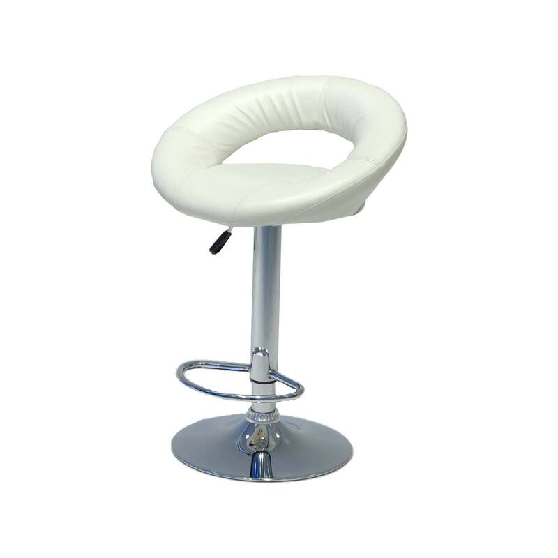 F-BS105-WH James barstool in white leatherette with stainless steel adjustable base & footrest