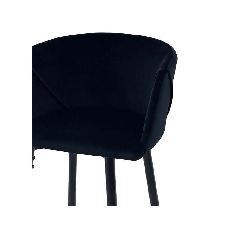 F-BS107-BL Boston barstool in black velvet with black metal legs​