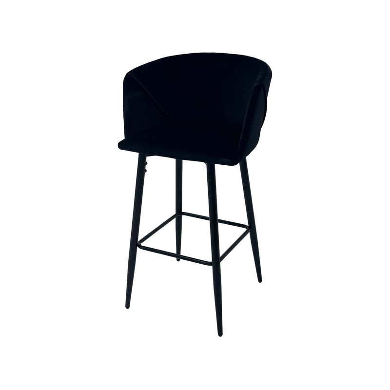 F-BS107-BL Boston barstool in black velvet with black metal legs​
