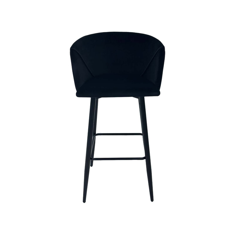 F-BS107-BL Boston barstool in black velvet with black metal legs​
