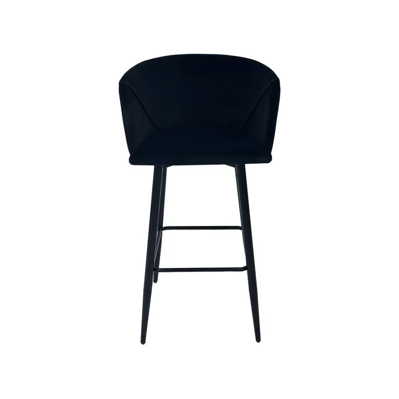F-BS107-BL Boston barstool in black velvet with black metal legs​