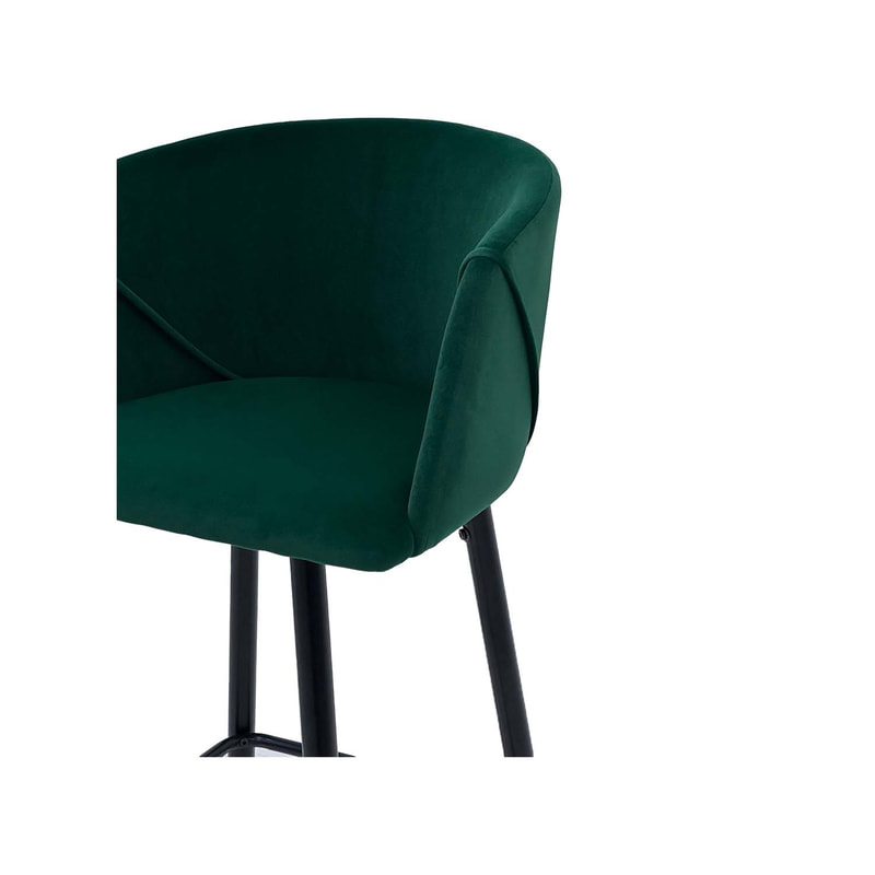 F-BS107-EG Boston barstool in emerald green velvet with black metal legs​