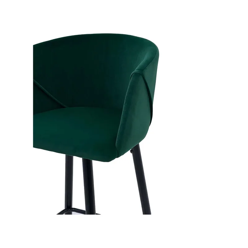 F-BS107-EG Boston barstool in emerald green velvet with black metal legs​
