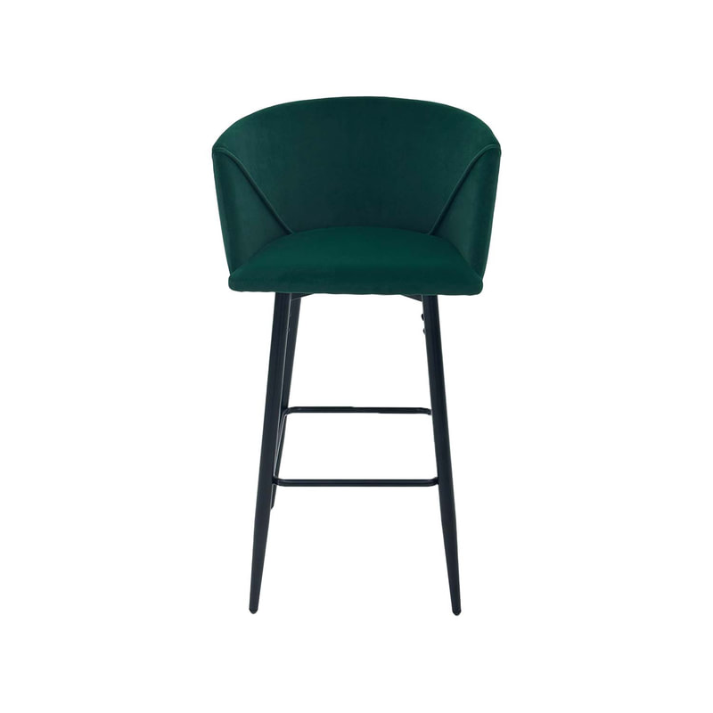 F-BS107-EG Boston barstool in emerald green velvet with black metal legs​