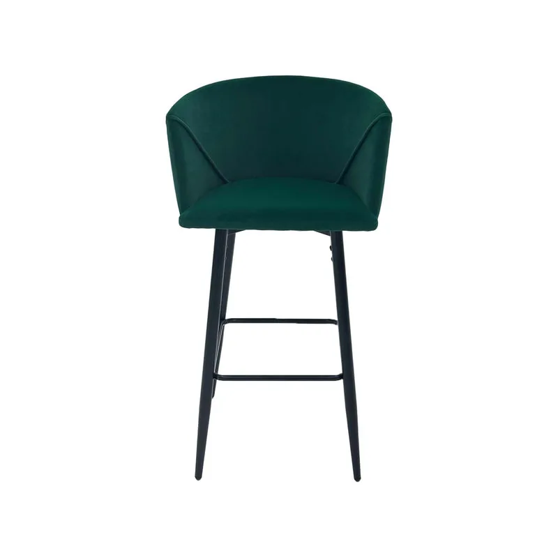 F-BS107-EG Boston barstool in emerald green velvet with black metal legs​