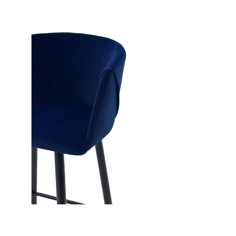 F-BS107-MB Boston barstool in midnight blue velvet with black metal legs​