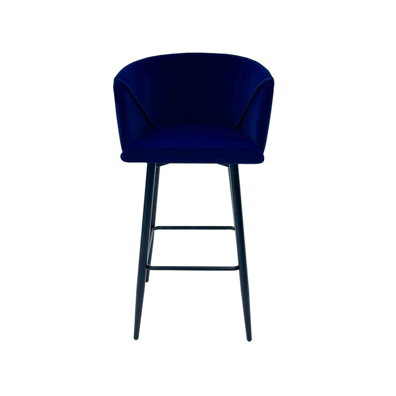 F-BS107-MB Boston barstool in midnight blue velvet with black metal legs​