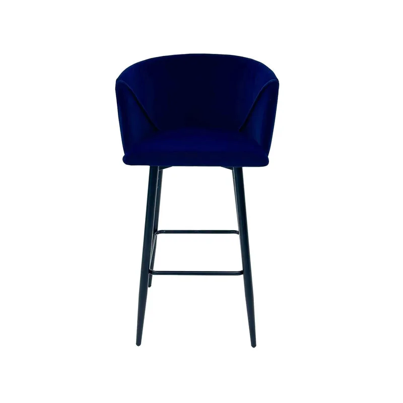 F-BS107-MB Boston barstool in midnight blue velvet with black metal legs​