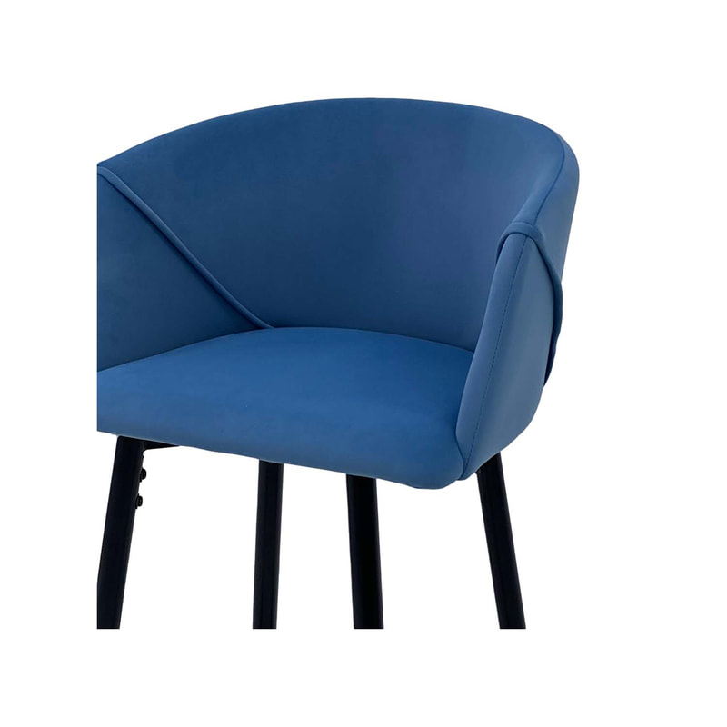 F-BS107-PB Boston barstool in petrol blue velvet with black metal legs​