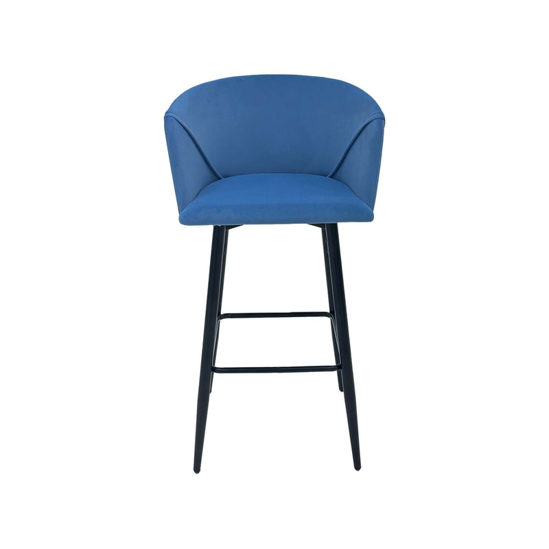 F-BS107-PB Boston barstool in petrol blue velvet with black metal legs​