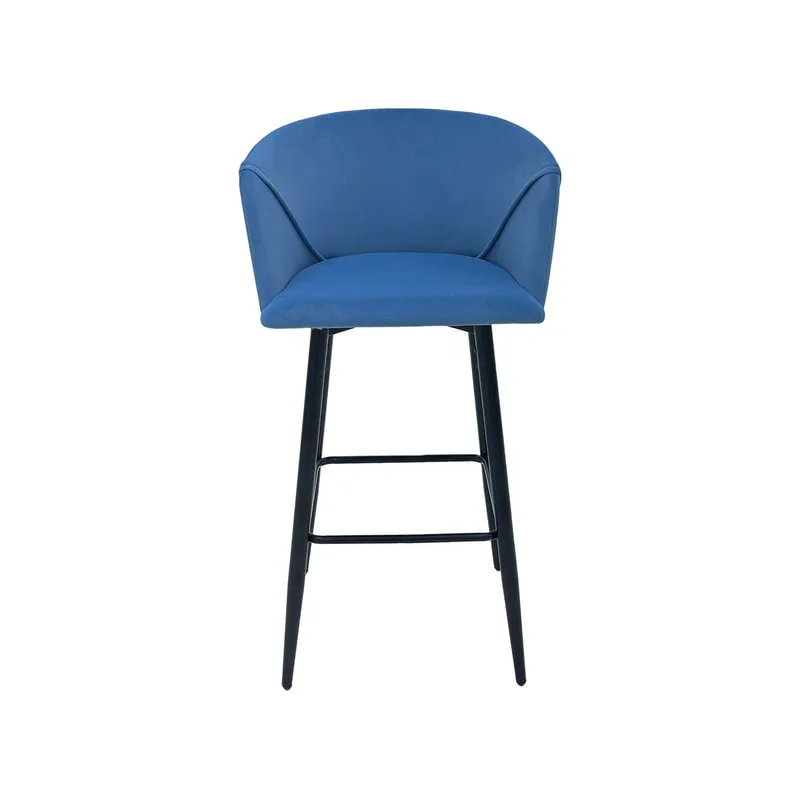 F-BS107-PB Boston barstool in petrol blue velvet with black metal legs​