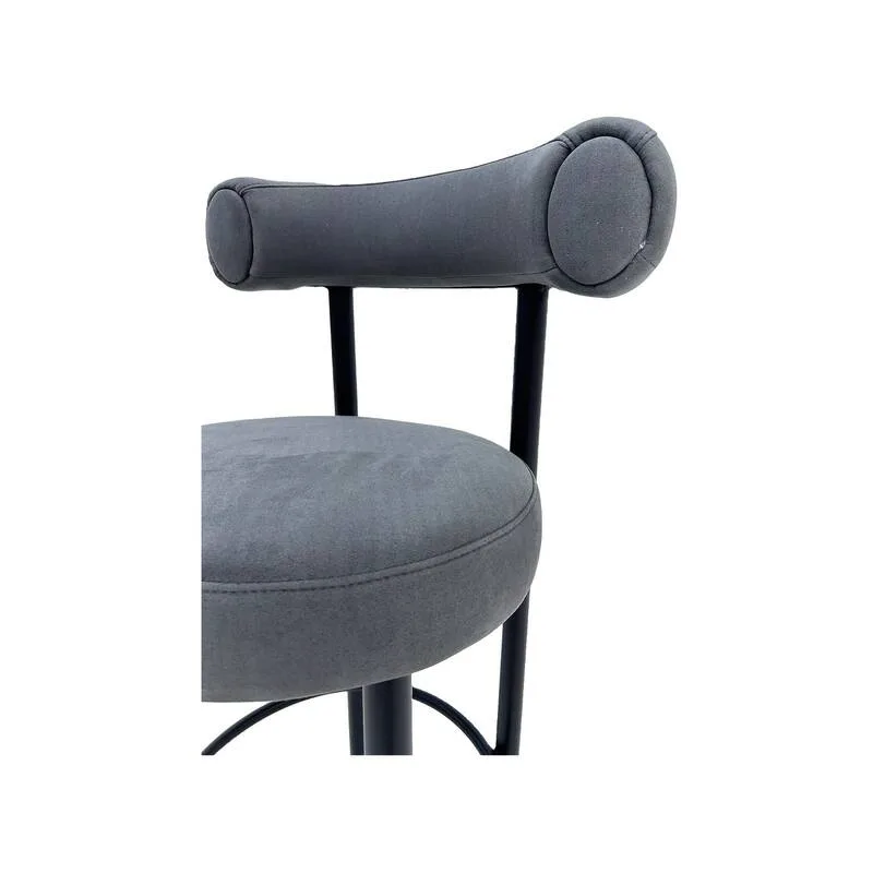 F-BS112-GY Duke barstool in mid grey suede with black metal frame