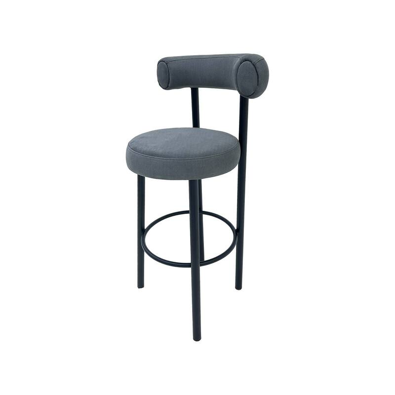 F-BS112-GY Duke barstool in mid grey suede with black metal frame