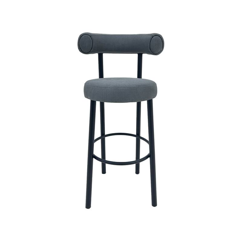 F-BS112-GY Duke barstool in mid grey suede with black metal frame