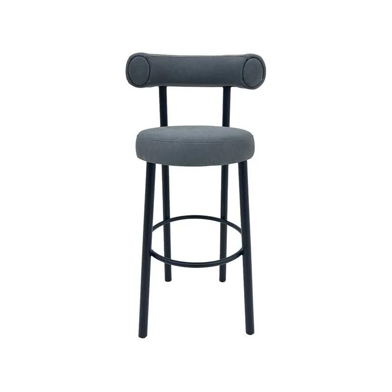 F-BS112-GY Duke barstool in mid grey suede with black metal frame