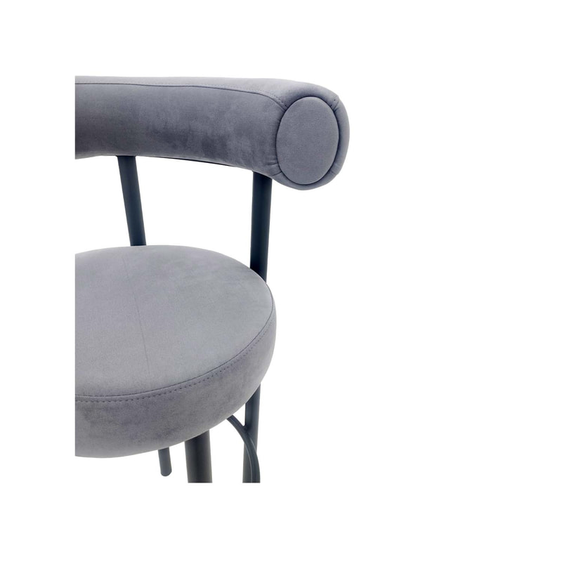 F-BS112-LG Duke barstool in light grey suede with black metal frame