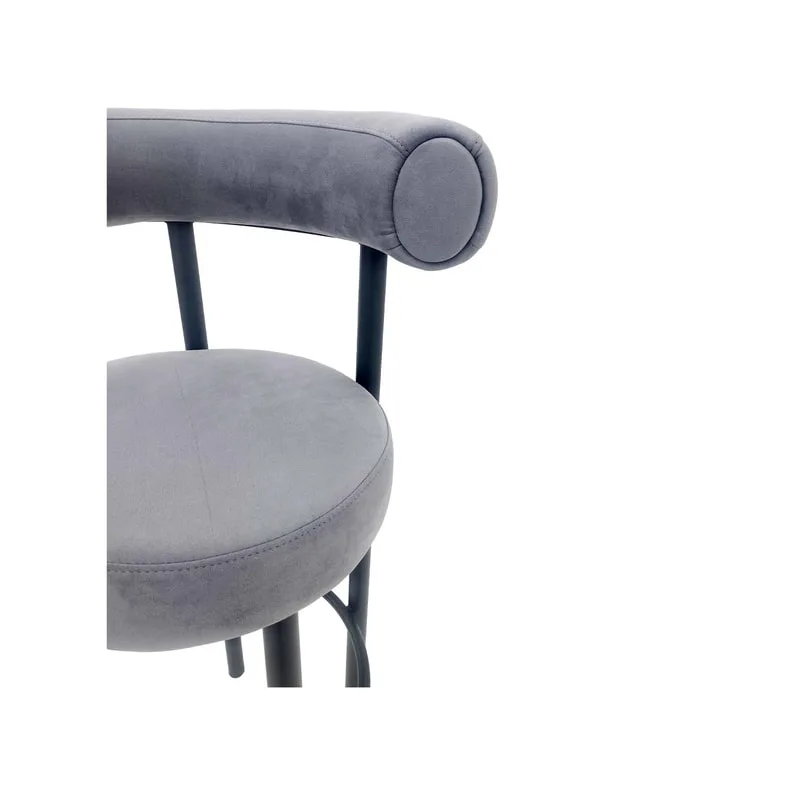 F-BS112-LG Duke barstool in light grey suede with black metal frame
