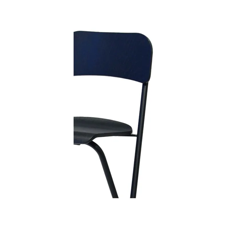 F-BS113-BL Pli barstool with black plastic seat and black metal frame 