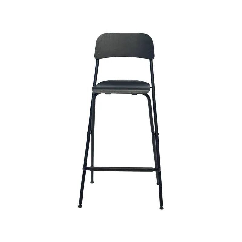 F-BS113-BL Pli barstool with black plastic seat and black metal frame 