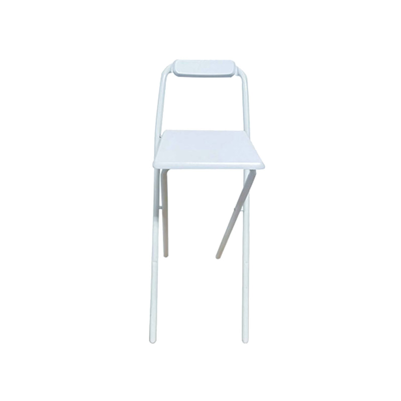 F-BS113-WH Pli barstool with white plastic seat and white metal frame 