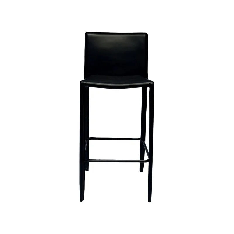 F-BS116-BL Frankie barstool in black leatherette with black metal legs