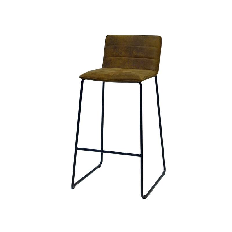 F-BS117-BR Clark barstool in brown suede fabric with black metal legs