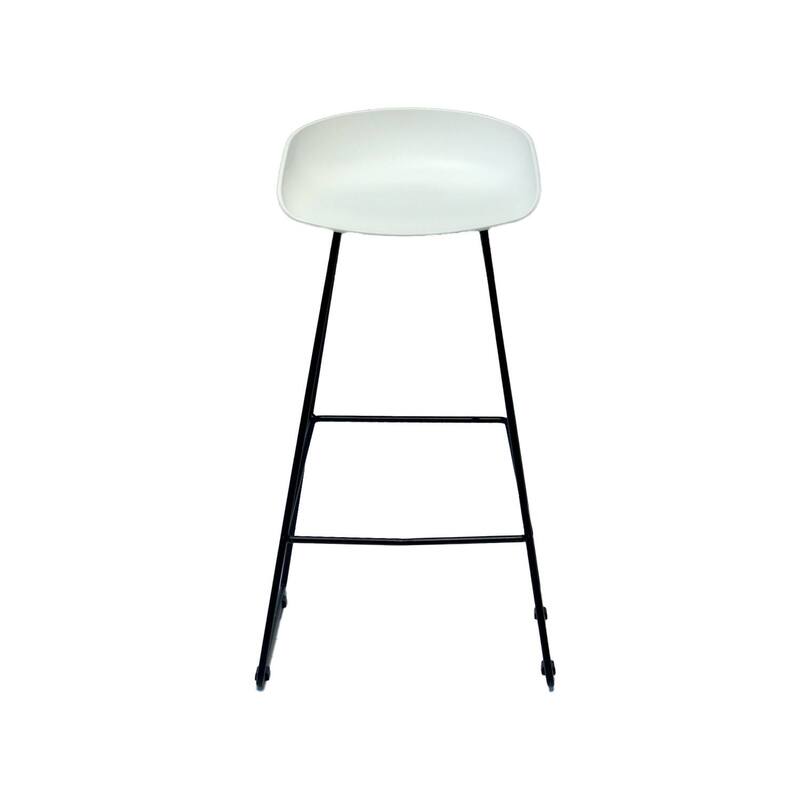 F-BS118-WH Silvie barstool in white with black metal legs
