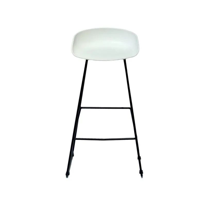 F-BS118-WH Silvie barstool in white with black metal legs