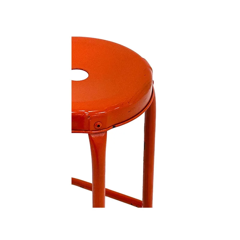 F-BS123-OR Wilson barstool in orange metal with metal legs & footrest