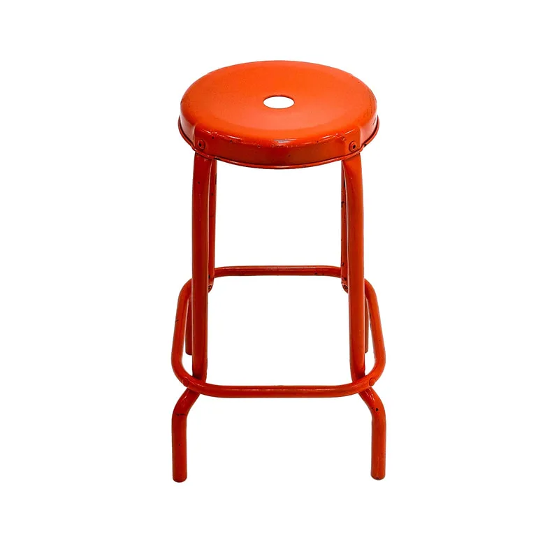F-BS123-OR Wilson barstool in orange metal with metal legs & footrest