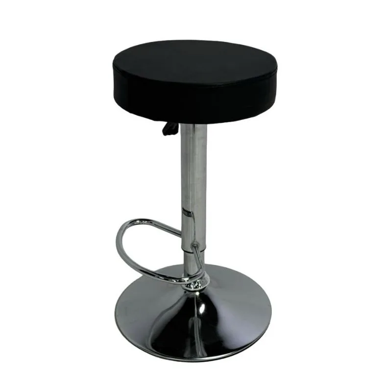 F-BS127-BL Resto barstool in Black Leather with Adjustable Stainless Steel Base & Footrest