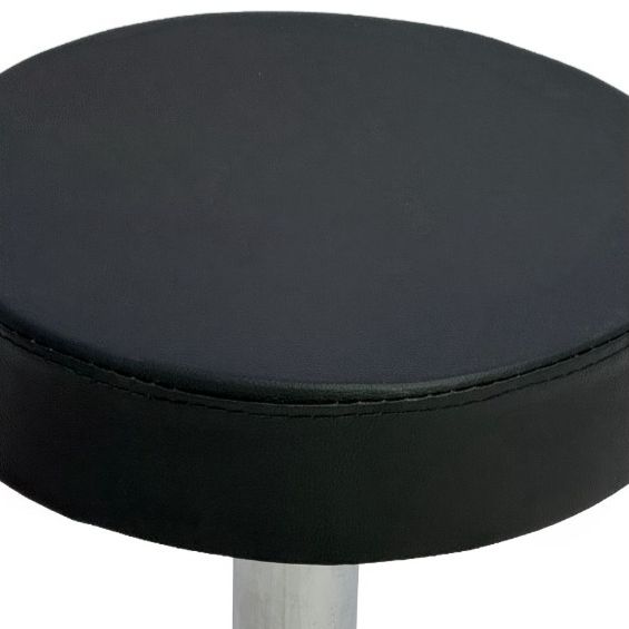 F-BS127-BL Resto barstool in Black Leather with Adjustable Stainless Steel Base & Footrest