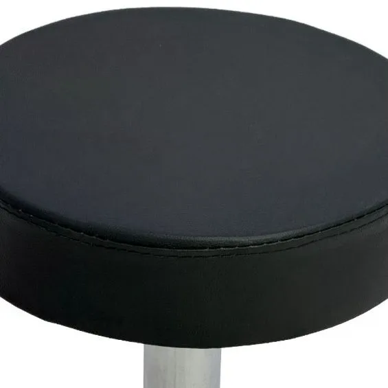 F-BS127-BL Resto barstool in Black Leather with Adjustable Stainless Steel Base & Footrest