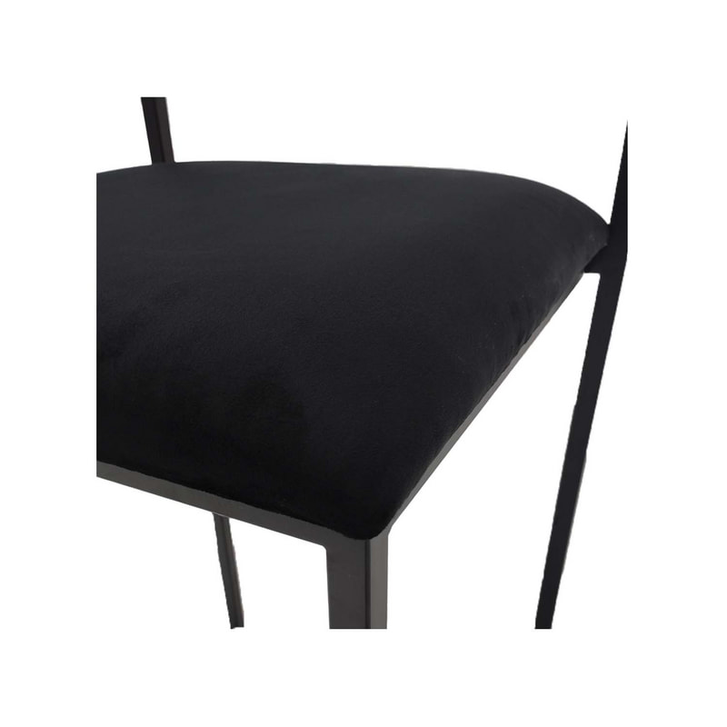 F-BS128-BL Marley barstool in black velvet with black metal frame