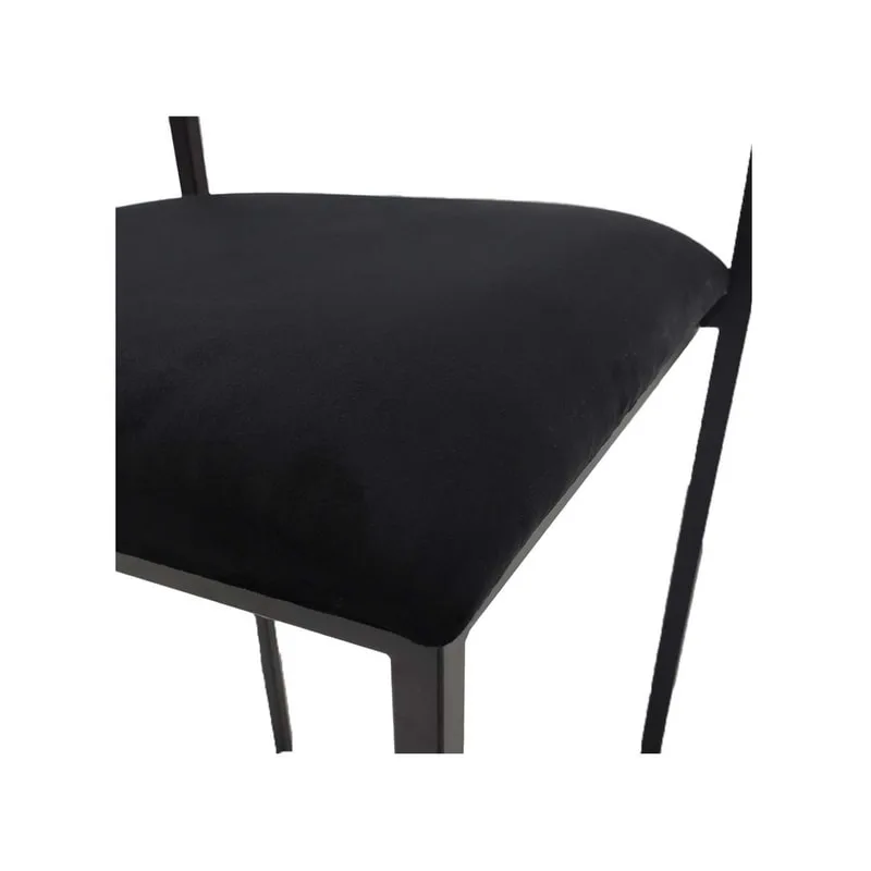 F-BS128-BL Marley barstool in black velvet with black metal frame