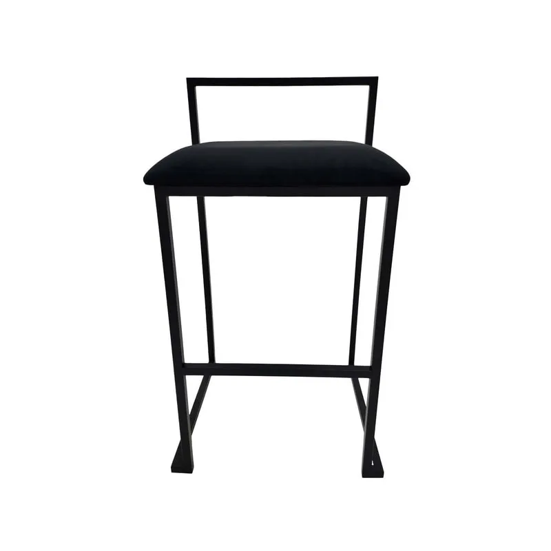 F-BS128-BL Marley barstool in black velvet with black metal frame