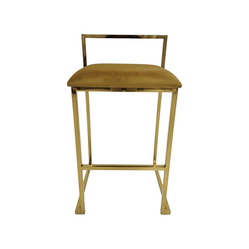 F-BS128-CG Marley barstool in champagne gold velvet with gold plated metal frame