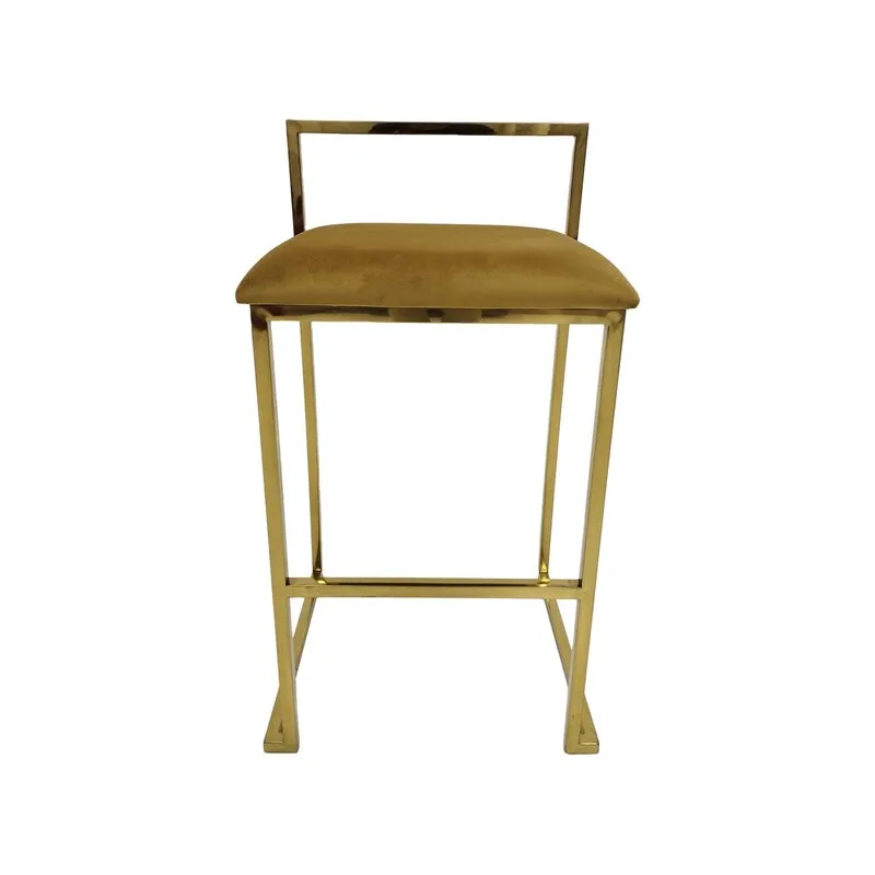 F-BS128-CG Marley barstool in champagne gold velvet with gold plated metal frame