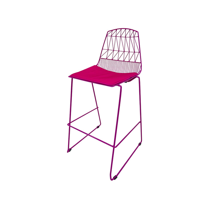F-BS129-HP Arrow barstool with hot pink metal frame