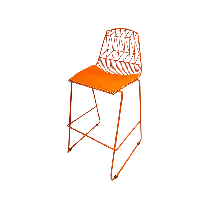 F-BS129-OR Arrow barstool with orange metal frame