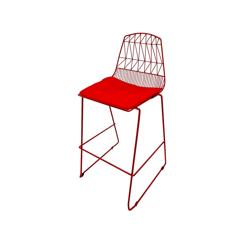F-BS129-RE Arrow barstool with red metal frame