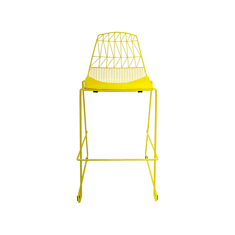 F-BS129-YL Arrow barstool with yellow metal frame