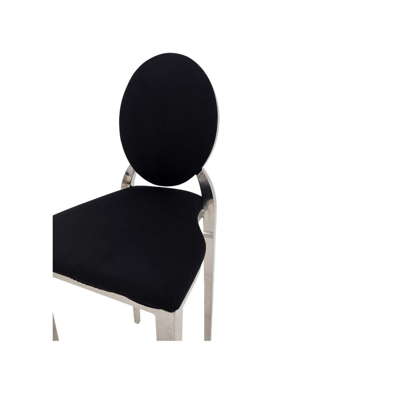 F-BS132-BL Silver Dior barstool in black fabric 