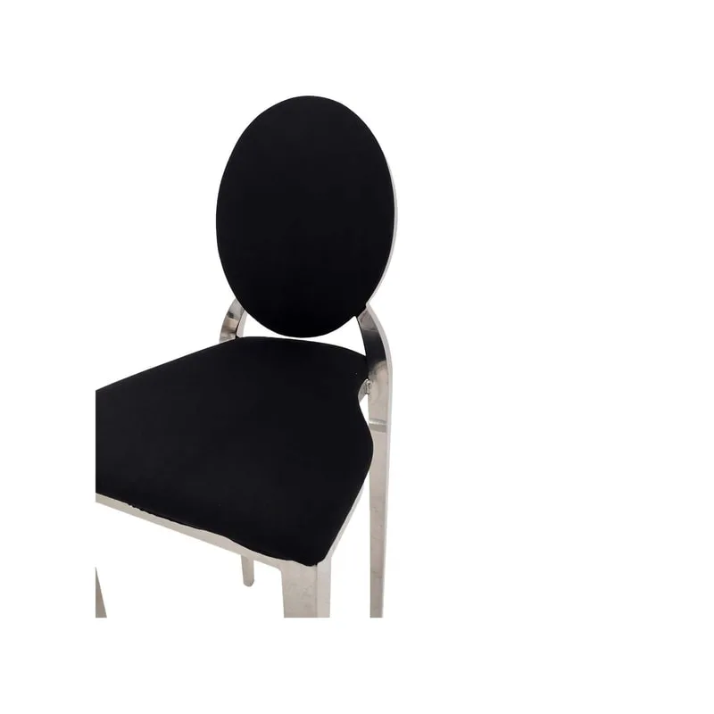 F-BS132-BL Silver Dior barstool in black fabric 