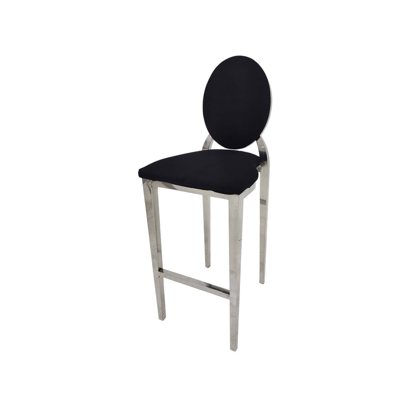 F-BS132-BL Silver Dior barstool in black fabric 