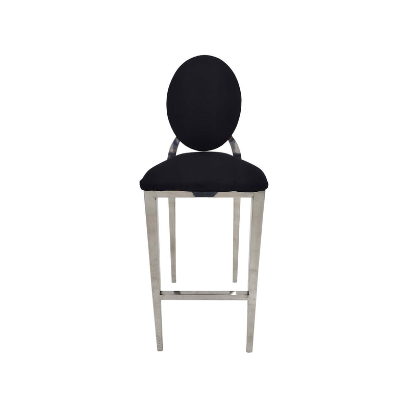 F-BS132-BL Silver Dior barstool in black fabric 