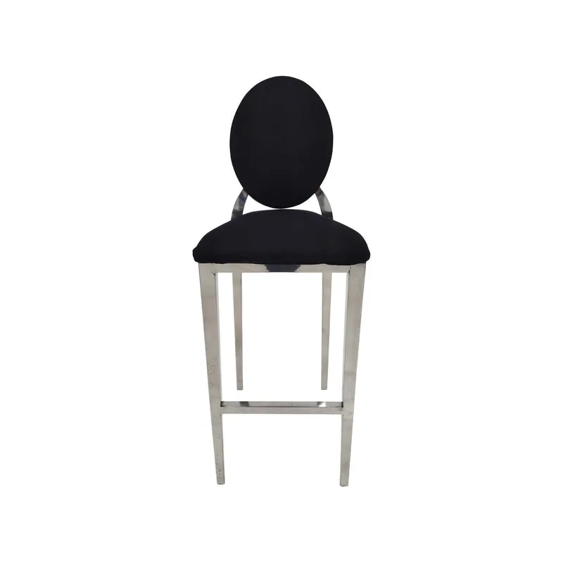 F-BS132-BL Silver Dior barstool in black fabric 