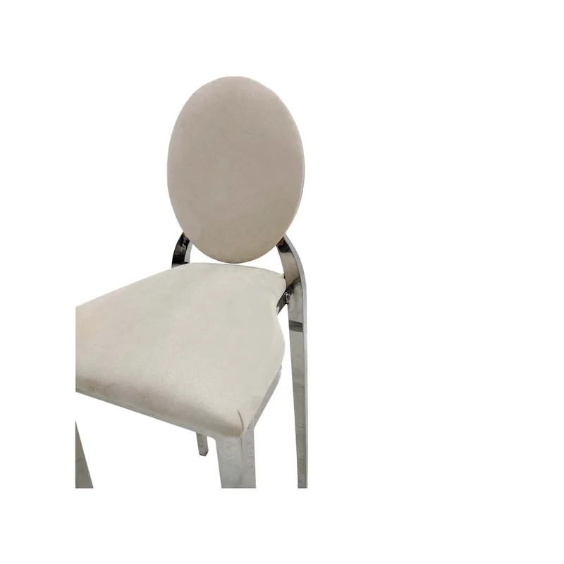 F-BS132-CR Silver Dior barstool in cream fabric