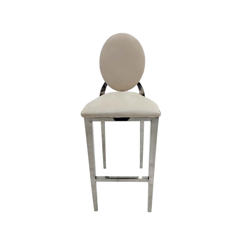 F-BS132-CR Silver Dior barstool in cream fabric